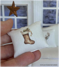 Dollhouse christmas decor Cushion gold stocking