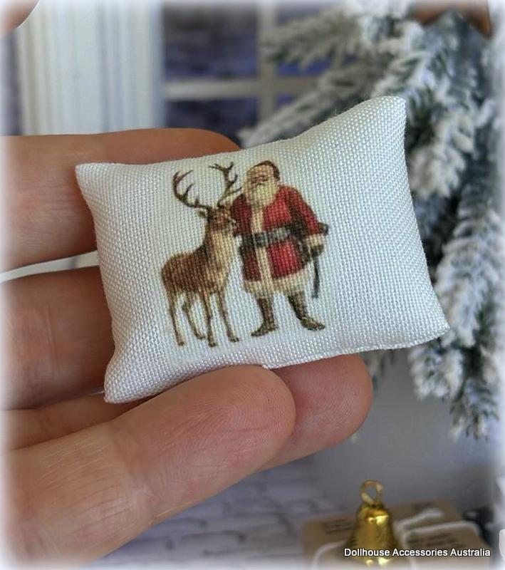 Dollhouse Cushion Santa and Reindeer Christmas