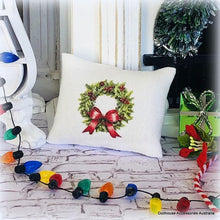 Dollhouse Christmas wreath cushion