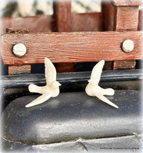 Dollhouse pair of white doves Christmas decoration