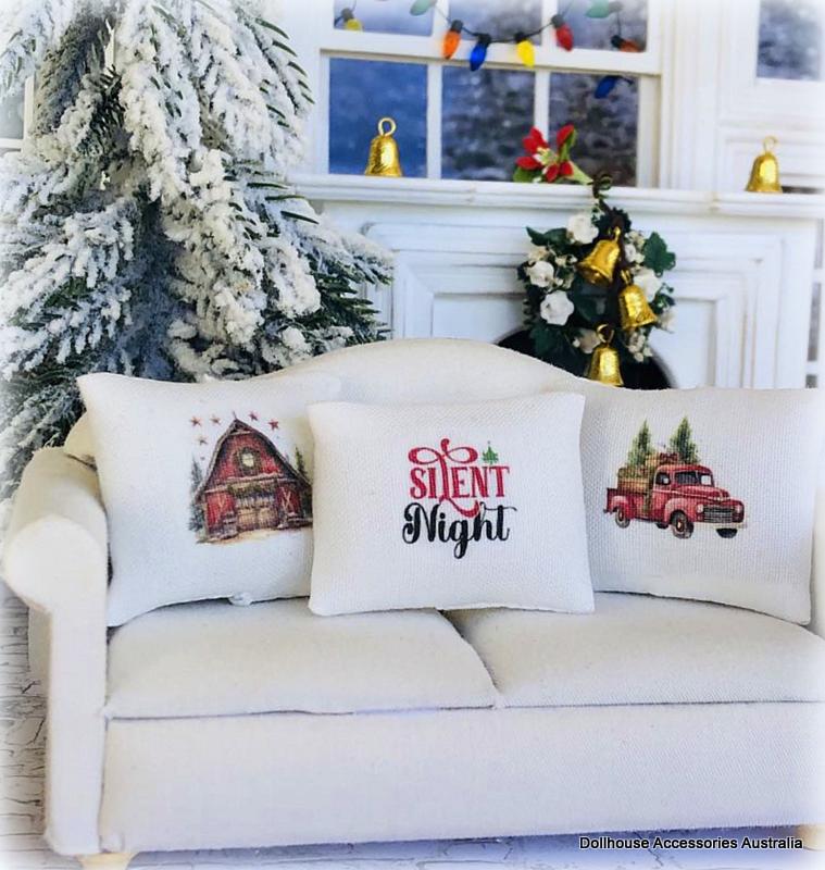 Dollhouse Christmas Cushion Red Truck Ute
