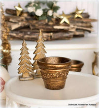 Dollhouse gold swag planter pot Christmas home living decor