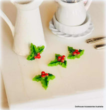 Holly decoration -  4 pcs- Miniature