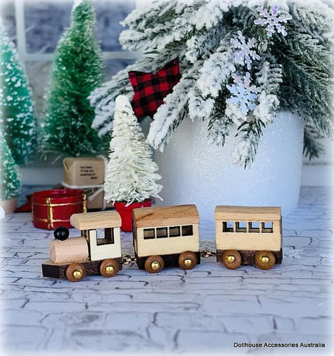 Dollhouse Miniature Wooden Train Set