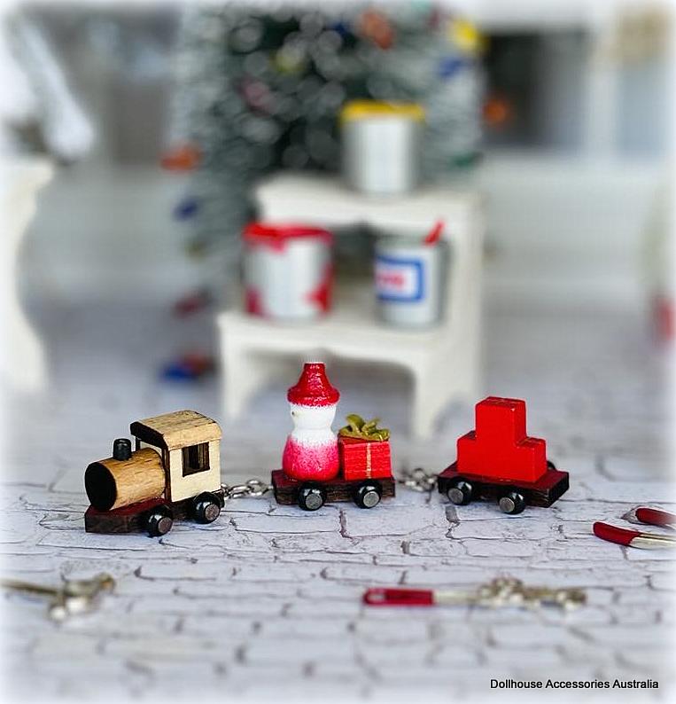Christmas Toy Snowman Train Set - Wooden - Miniature – Dollhouse ...