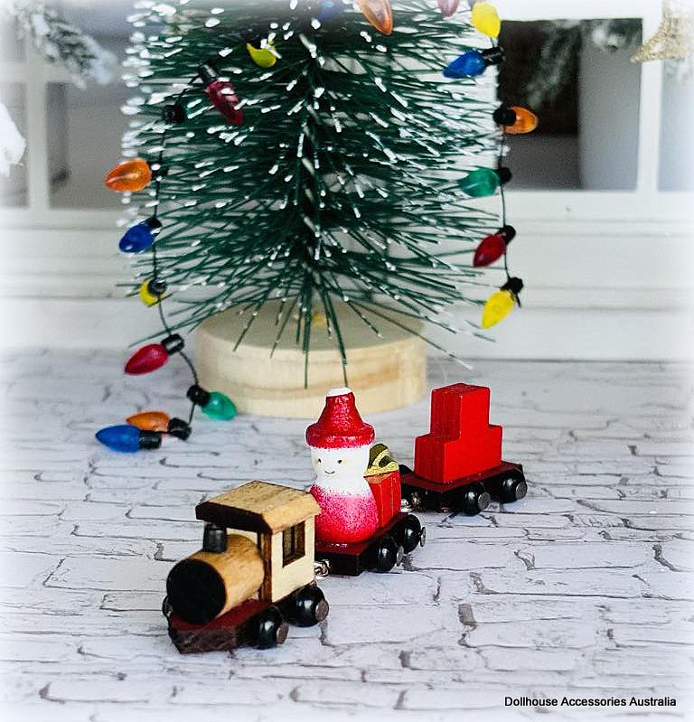 Christmas Toy Snowman Train Set - Wooden - Miniature – Dollhouse ...