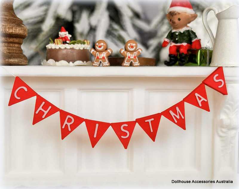 Dollhouse Christmas bunting hanging decorations