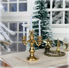 Dollhouse Gold Candelabra 3 arm dinner table Christmas