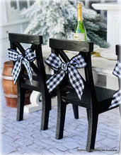 Dollhouse black and white plaid chair bows dining table farmhouse