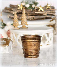 Dollhouse miniature gold planter pot Christmas
