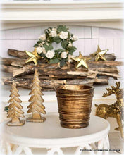 Dollhouse miniature gold planter pot Christmas