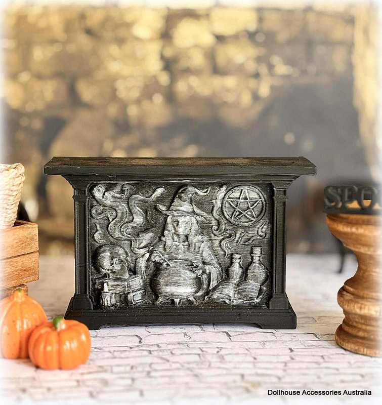 Dollhouse apothecary shop counter table witch theme