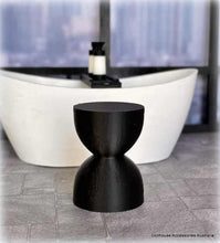 Dollhouse black drum side table bathroom