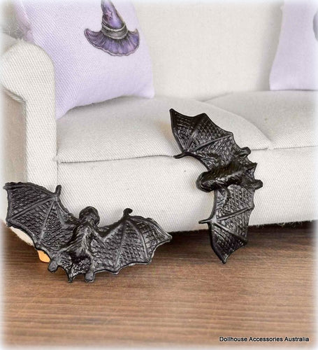 Dollhouse Halloween pair of bats spooky haunted miniature house