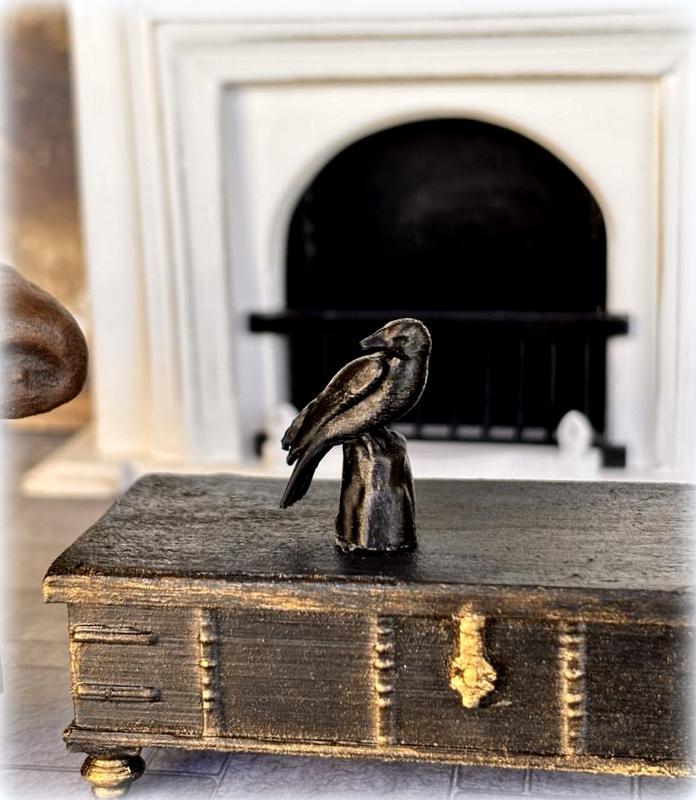 Dollhouse Halloween decor black crow ornament