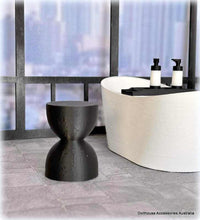 Dollhouse black drum side table bathroom