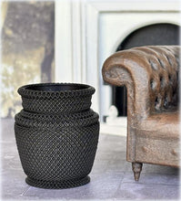 Dollhouse large rattan style modern black planter pot