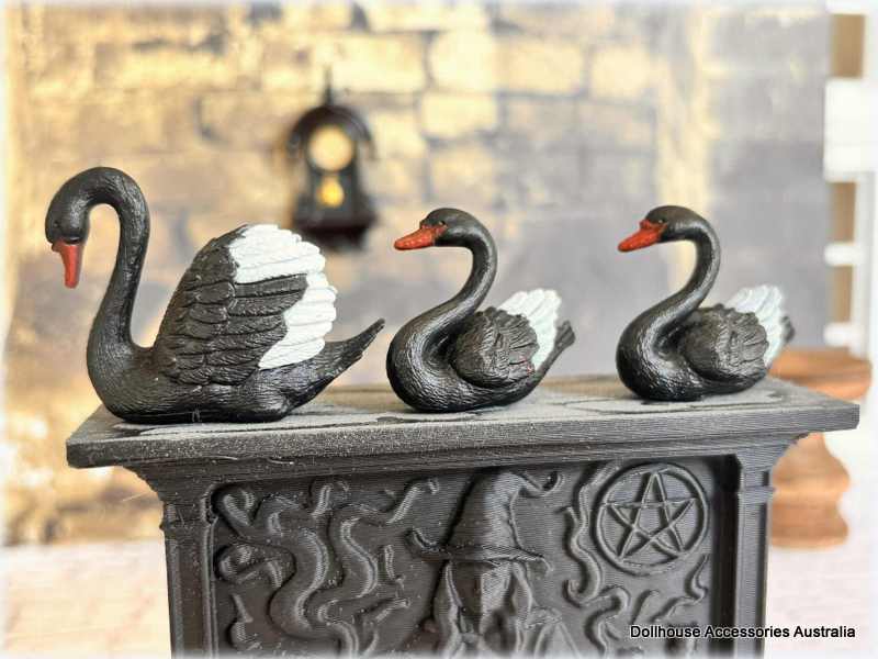 Dollhouse black swans halloween apothecary haunted house