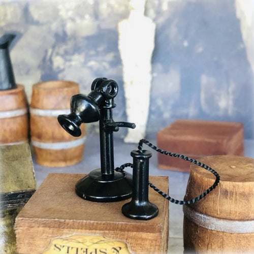 Dollhouse vintage black candlestick telephone halloween apothecary