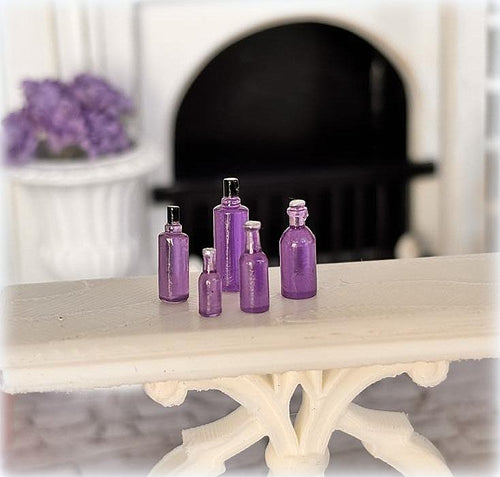 Dollhouse Miniature purple bottles bathroom potions apothecary