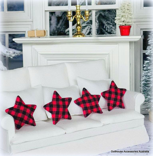 Red Buffalo Plaid Stars x 4 - Miniature