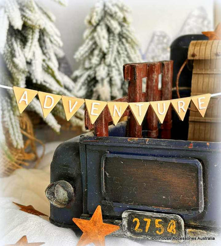 Dollhouse miniature adventure Bunting flags