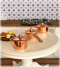 Set of 3 Copper Saucepans - Small - Miniature