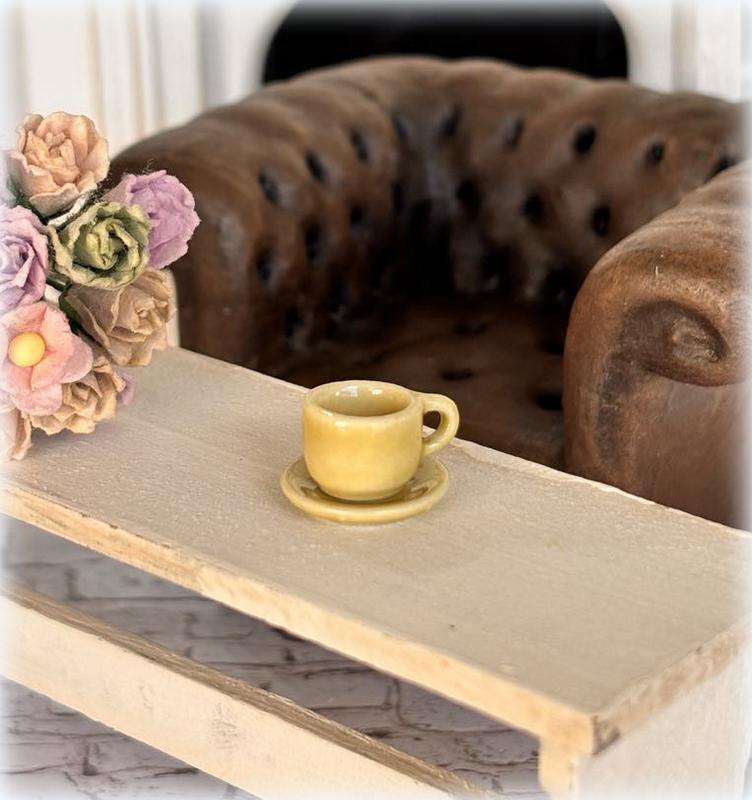 Green Cup and Saucer - Miniature