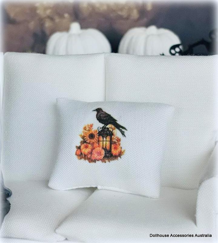 Dollhouse Halloween Cushion Decor Black crow