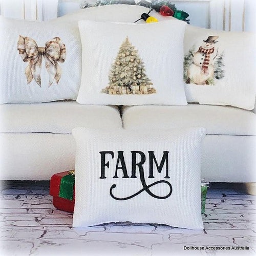 Dollhouse white cushion pillow rustic farm theme