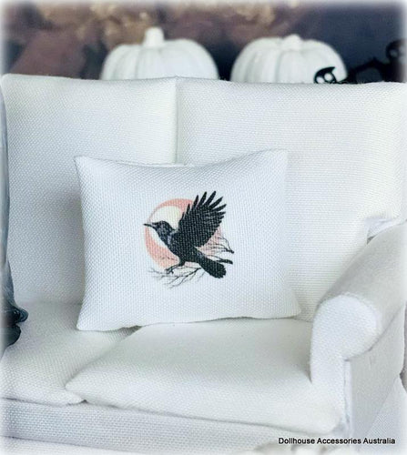 White Cushion - Black Crow - Miniature