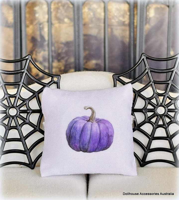 Dollhouse Halloween purple pumpkin cushion decor
