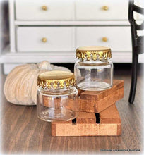 Dollhouse miniature glass storage jars with decorative lids