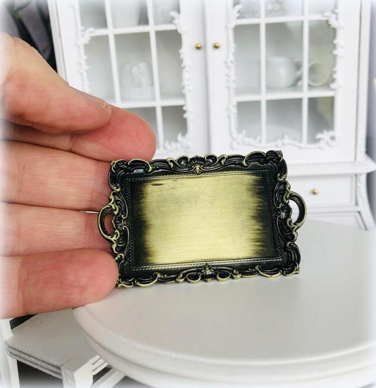 Ornate Brushed Bronze Tray - Rectangle -  Miniature