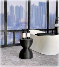 Dollhouse black drum side table bathroom