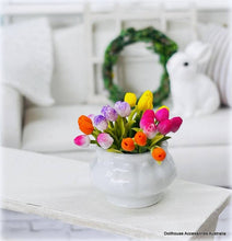 Bowl of Colourful Tulips - Miniature