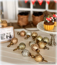 Gold Silver and Ivory Baubles - Set of 12 - Miniature