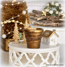 Dollhouse miniature gold swag planter pot Christmas