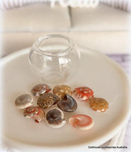 Glass Bowl -  With Pink and Grey Shells - Miniature