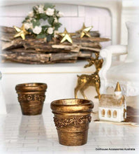 Dollhouse miniature gold swag planter pot