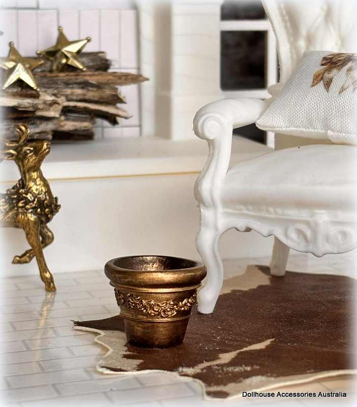 Dollhouse gold swag planter pot Christmas home living decor