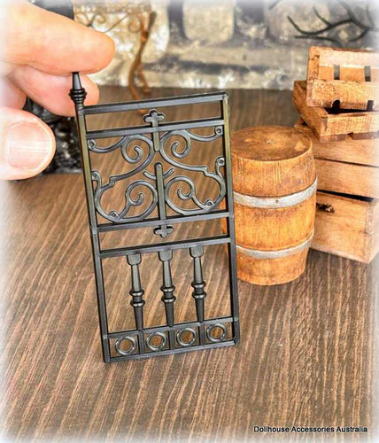 Black Wrought Iron-Look Gate Panel - Miniature
