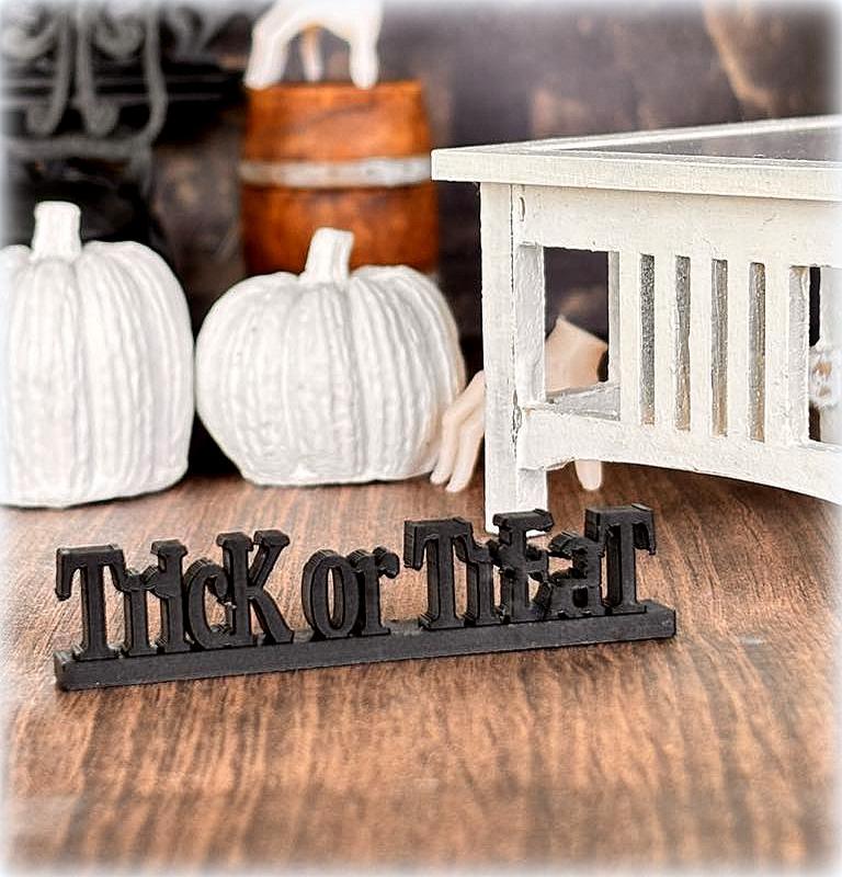Dollhouse Halloween Miniature Trick or Treat Sign