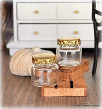 Dollhouse miniature glass storage jars with decorative lids
