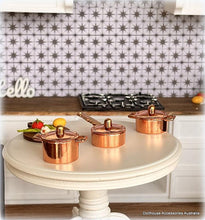 Set of 3 Copper Saucepans - Small - Miniature