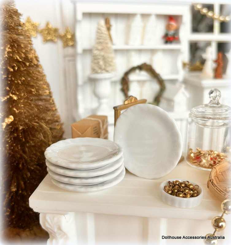Dollhouse white crockerly christmas serving plate ceramic