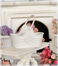 Dollhouse white metal embossed garden florist basket