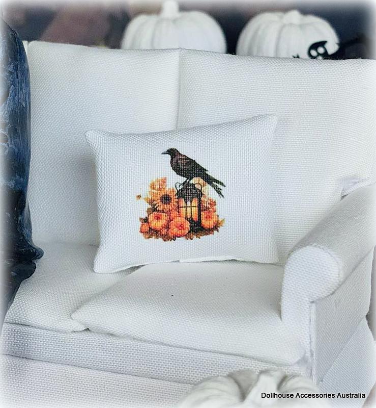 Dollhouse Halloween Cushion Decor Black crow