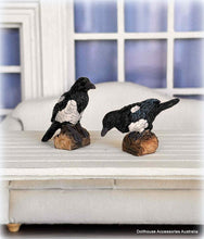 Dollhouse miniature magpies birds