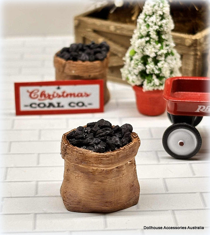 Dollhouse miniature Sack of Coal for Christmas